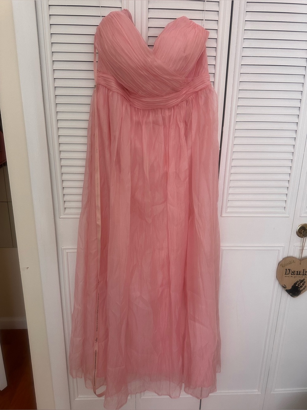 Light Pink Organza Strapless Maxi Dress